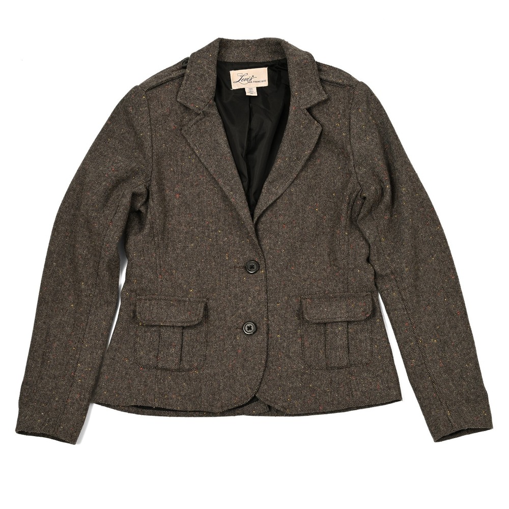 Levi's Womens Medium Herringbone 2-Button Vented Blazer Jacket Academia Military